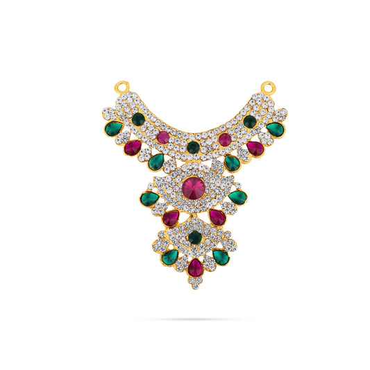 Stone Necklace - 4 x 3 Inches | Multicolour Stone Jewellery/ Artificial Jewelry for Deity - Neck & Body Accessories