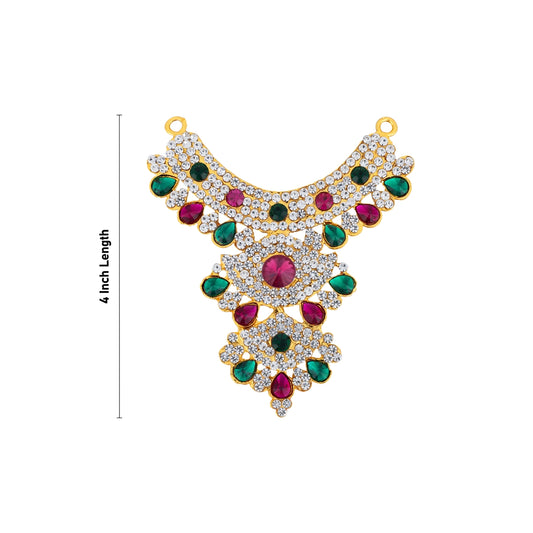 Stone Necklace - 4 x 3 Inches | Multicolour Stone Jewellery/ Artificial Jewelry for Deity - Neck & Body Accessories