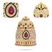 Stone Kireedam - 6 x 4.5 Inches | Half Crown/ Multicolour Stone Mukut/ Kiridam for Deity - Head & Face Accessories