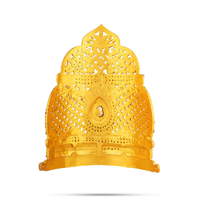 Stone Kireedam - 6 x 4.5 Inches | Half Crown/ Multicolour Stone Mukut/ Kiridam for Deity - Head & Face Accessories