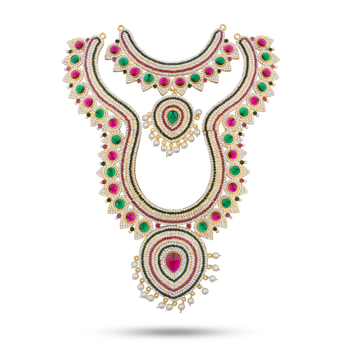 Stone Haram - 15 Inches | Multicolour Stone Jewellery/ Long Necklace for Deity - Neck & Body Accessories