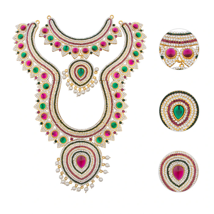 Stone Haram - 15 Inches | Multicolour Stone Jewellery/ Long Necklace for Deity - Neck & Body Accessories