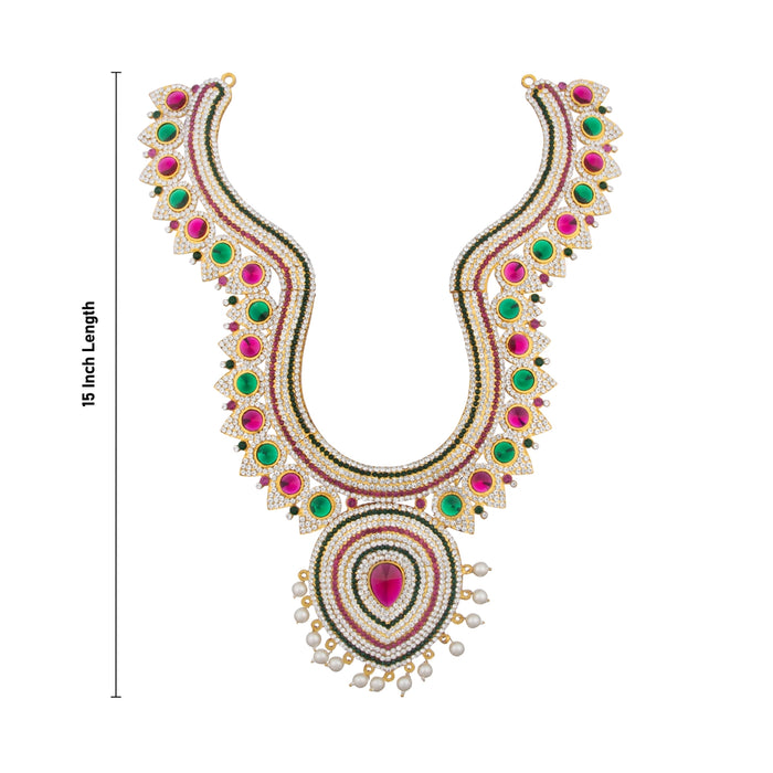 Stone Haram - 15 Inches | Multicolour Stone Jewellery/ Long Necklace for Deity - Neck & Body Accessories