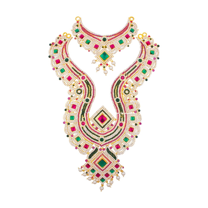 Stone Haram - 15 Inches | Multicolour Stone Jewellery/ Long Necklace for Deity - Neck & Body Accessories