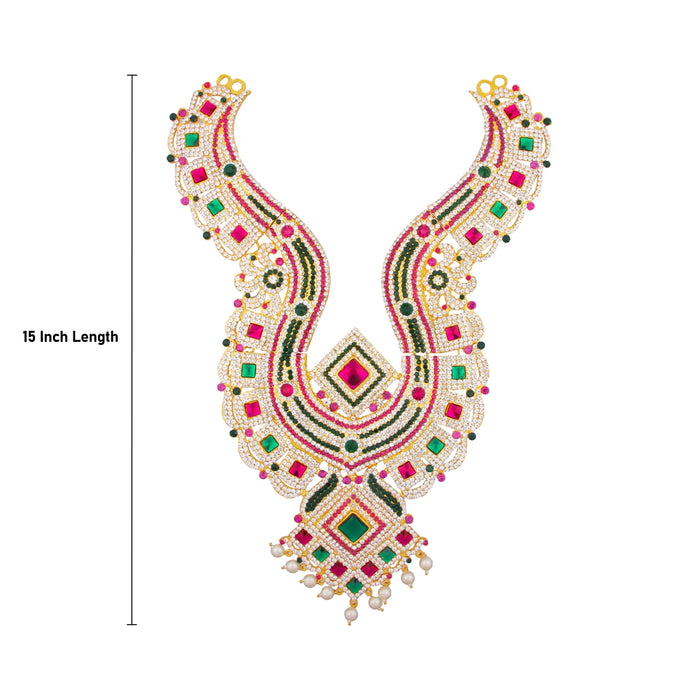 Stone Haram - 15 Inches | Multicolour Stone Jewellery/ Long Necklace for Deity - Neck & Body Accessories
