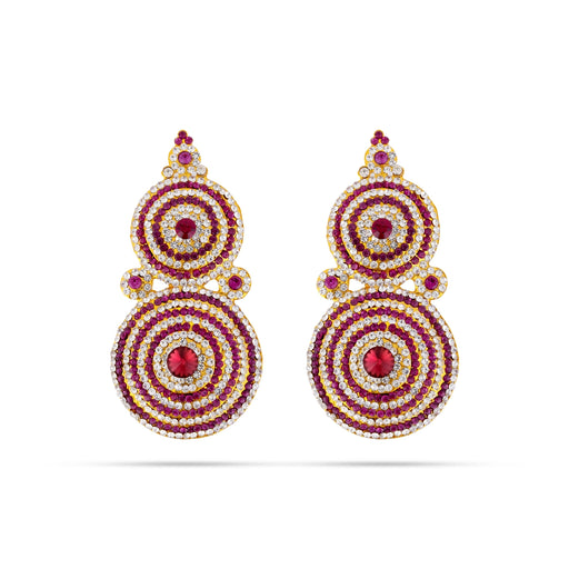 Stone Earring Pair - 4.5 x 2.25 Inches | Stone Studs / Karna Pathakam/ Multicolour Stone Ear Ring for Deity - Head & Face Accessories