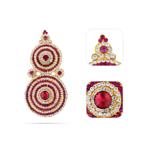 Stone Earring Pair - 4.5 x 2.25 Inches | Stone Studs / Karna Pathakam/ Multicolour Stone Ear Ring for Deity - Head & Face Accessories