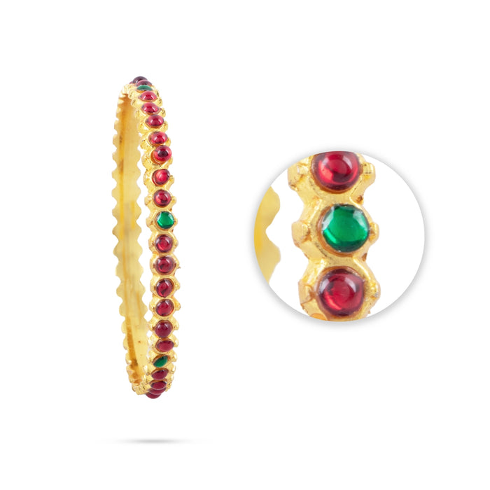 Kemp Bangles Pair - 2.5 Inches | Stone With Beads Chudi/ Bharatanatyam Jewellery for Women - Dance Jewellery