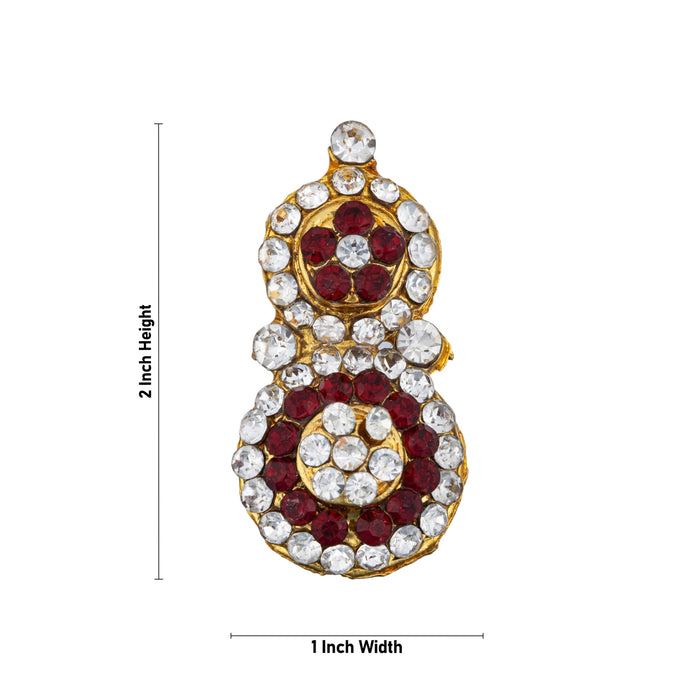 Stone Earring Pair - 2 x 1 Inches | Stone Studs/ Karna Pathakam/ Stone Ear Ring for Deity - Head & Face Accessories