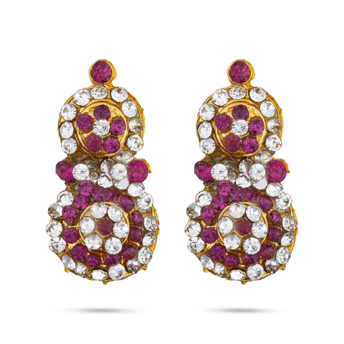 Stone Earring Pair - 2 x 1 Inches | Stone Studs/ Karna Pathakam/ Stone Ear Ring for Deity - Head & Face Accessories