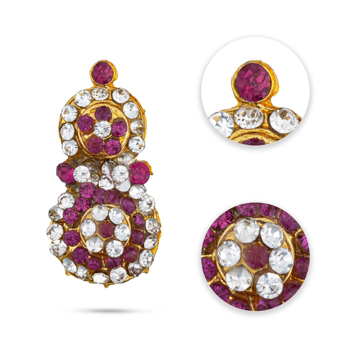 Stone Earring Pair - 2 x 1 Inches | Stone Studs/ Karna Pathakam/ Stone Ear Ring for Deity - Head & Face Accessories