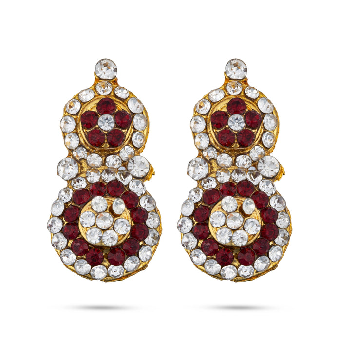 Stone Earring Pair - 2 x 1 Inches | Stone Studs/ Karna Pathakam/ Stone Ear Ring for Deity - Head & Face Accessories