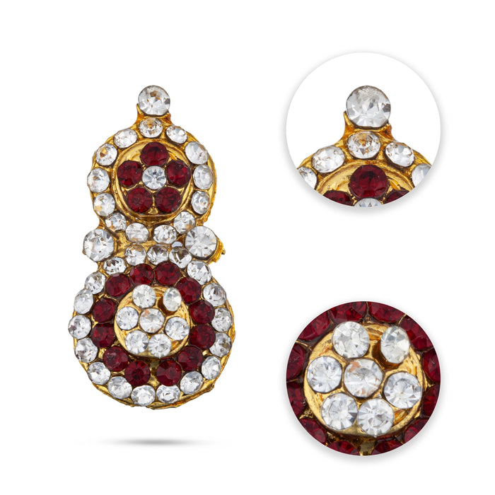 Stone Earring Pair - 2 x 1 Inches | Stone Studs/ Karna Pathakam/ Stone Ear Ring for Deity - Head & Face Accessories