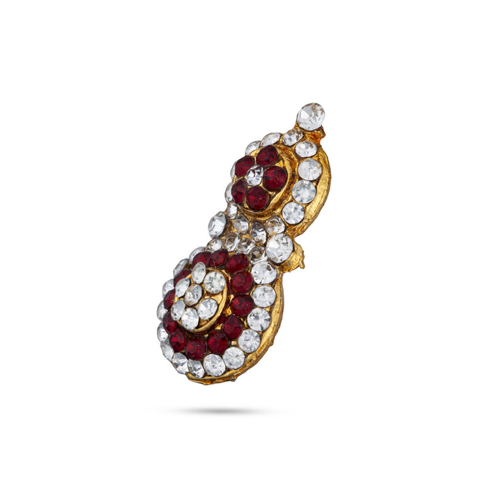 Stone Earring Pair - 2 x 1 Inches | Stone Studs/ Karna Pathakam/ Stone Ear Ring for Deity - Head & Face Accessories