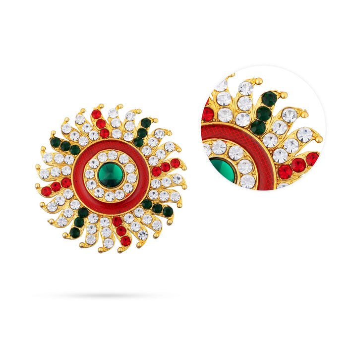 Sun And Moon Pair - 1.75 x 1.75 Inches | Hair Accessories/ Multicolour Stone Jewellery/ Sun Moon for Deity - Head & Face Accessories