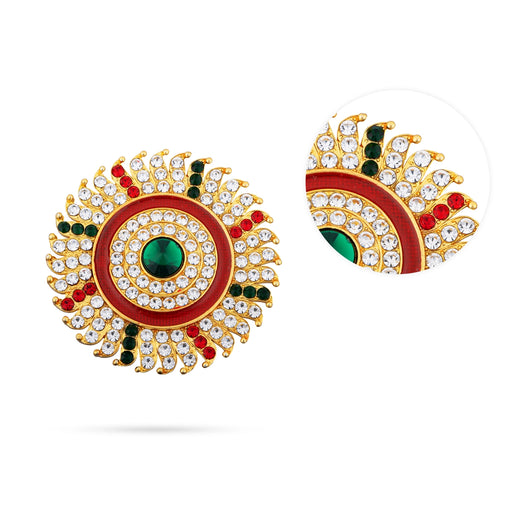 Sun And Moon Pair - 2.25 x 2.25 Inches | Hair Accessories/ Multicolour Stone Jewellery/ Sun Moon for Deity - Head & Face Accessories