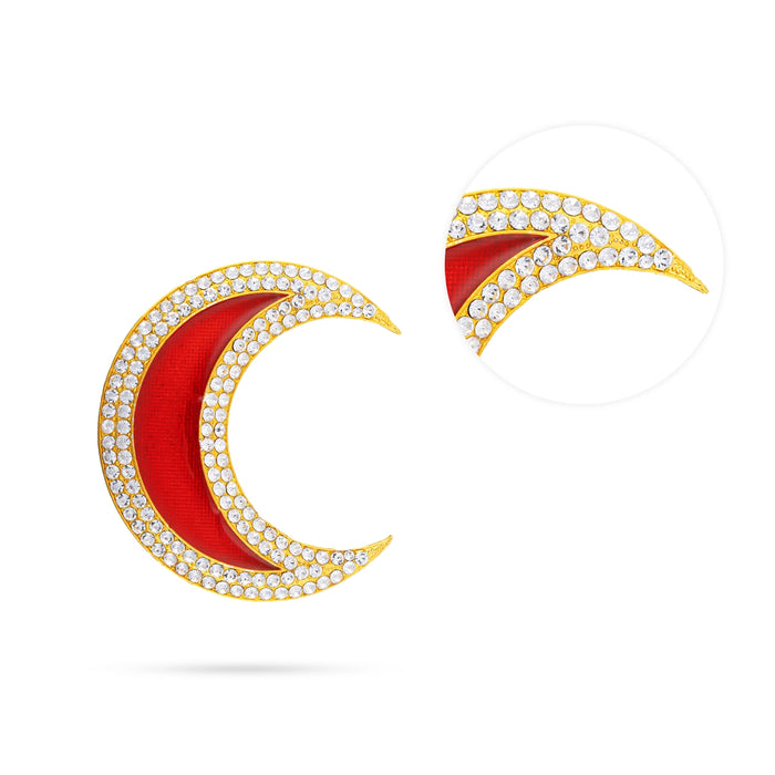 Sun And Moon Pair - 2.25 x 2.25 Inches | Hair Accessories/ Multicolour Stone Jewellery/ Sun Moon for Deity - Head & Face Accessories