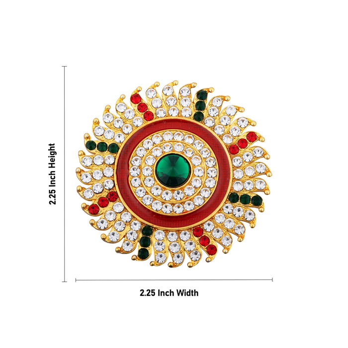 Sun And Moon Pair - 2.25 x 2.25 Inches | Hair Accessories/ Multicolour Stone Jewellery/ Sun Moon for Deity - Head & Face Accessories