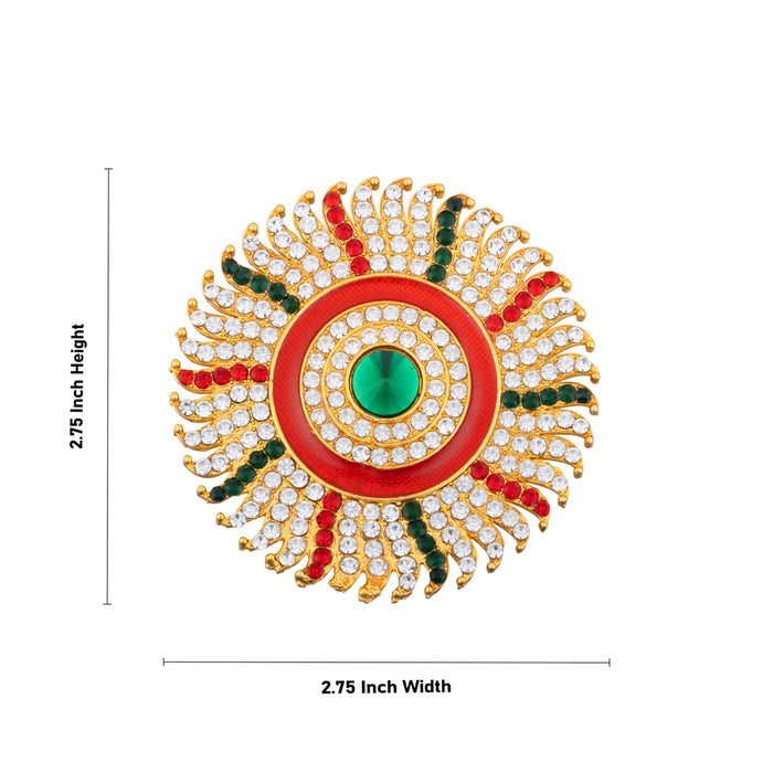 Sun And Moon Pair - 2.75 x 2.75 Inches | Hair Accessories/ Multicolour Stone Jewellery/ Sun Moon for Deity - Head & Face Accessories