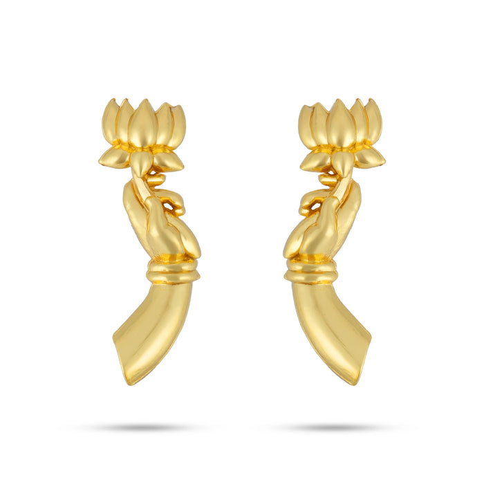Lotus In Amman Hand - 1 x 0.25 Inches | Varalakshmi Hand/ Gold Polish Laxmi Hand for Deity Decor