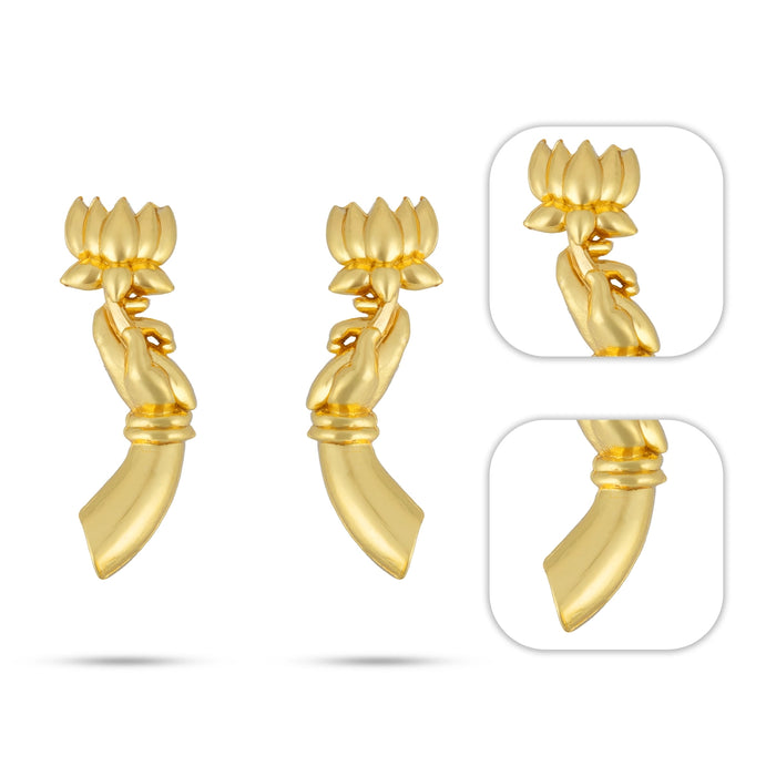 Lotus In Amman Hand - 1 x 0.25 Inches | Varalakshmi Hand/ Gold Polish Laxmi Hand for Deity Decor