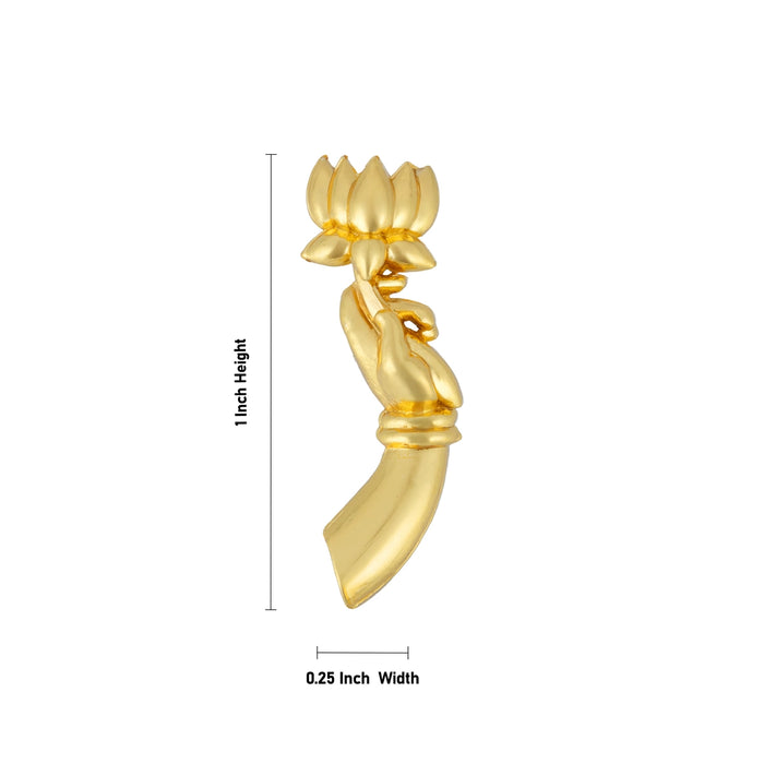 Lotus In Amman Hand - 1 x 0.25 Inches | Varalakshmi Hand/ Gold Polish Laxmi Hand for Deity Decor
