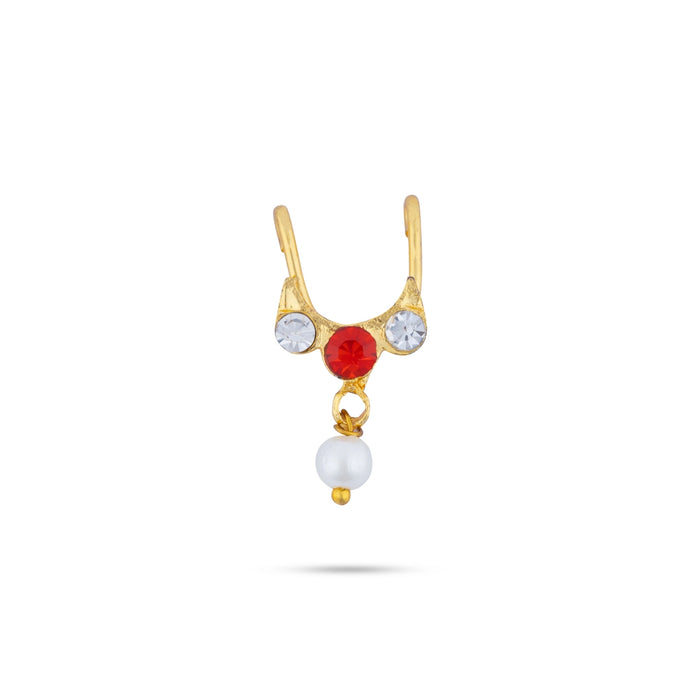 Stone Nose Pin - 1 x 0.5 Inch | Stone & Beads Design Nathu Bullaku/ Nose Bullaku for Deity - Head & Face Accessories