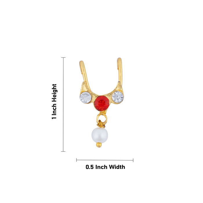 Stone Nose Pin - 1 x 0.5 Inch | Stone & Beads Design Nathu Bullaku/ Nose Bullaku for Deity - Head & Face Accessories