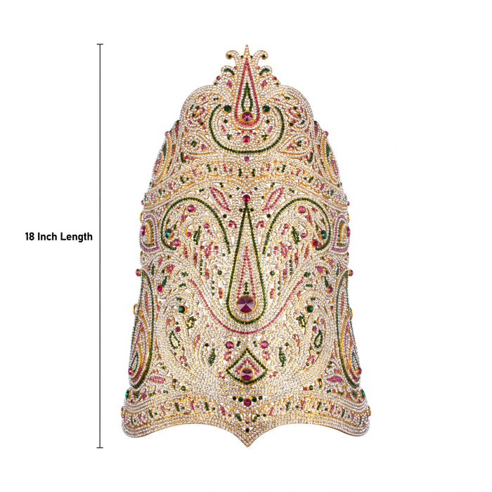 Stone Half Crown - 18 Inches | Stone Kireedam/ Multicolour Stone Mukut for Pooja - Head & Face Accessories