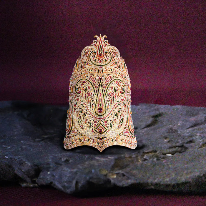 Stone Half Crown - 18 Inches | Stone Kireedam/ Multicolour Stone Mukut for Pooja - Head & Face Accessories