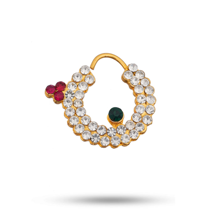 Nathu Bullaku - 1.25 x 1 Inches | Stone Nose Ring/ Mukuthi/ Stone Nose Pin for Deity