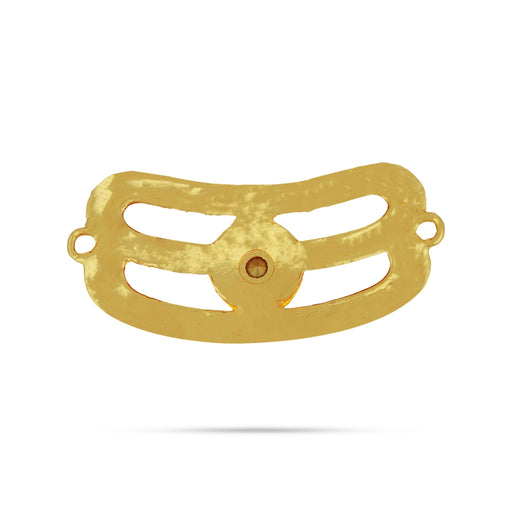 Vibuthi Pattai - 1.75 x 4.25 Inches | Gold Polish & Single Red Colour Stone Tripundra Tilak for Deity - Head & Face Accessories