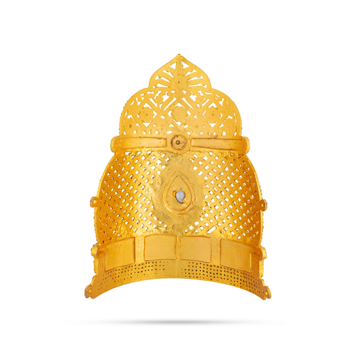 Stone Mukut - 8 x 5.5 Inches | Kiridam / MultiColour Stone Half Crown / Stone Kireedam for Deity - Head & Face Accessories