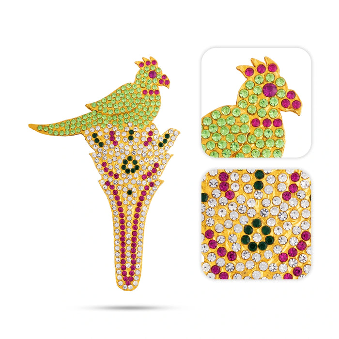 Kamalam Parrot - 4.5 x 3 Inches | Stone Parrot Sitting On Flower / Artificial Parrot for Decoration