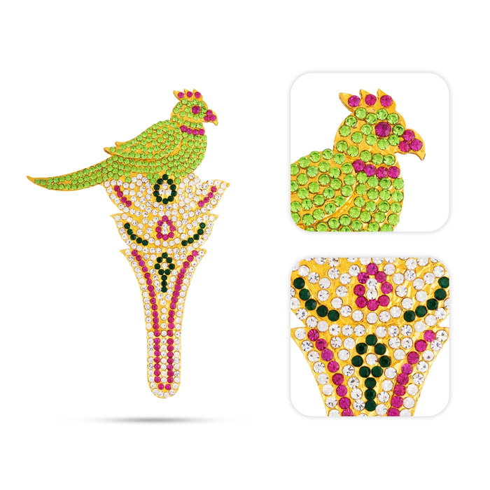 Kamalam Parrot - 5.5 x 3.5 Inches | Stone Parrot Sitting On Flower / Artificial Parrot for Decoration