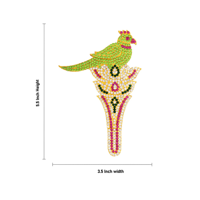 Kamalam Parrot - 5.5 x 3.5 Inches | Stone Parrot Sitting On Flower / Artificial Parrot for Decoration