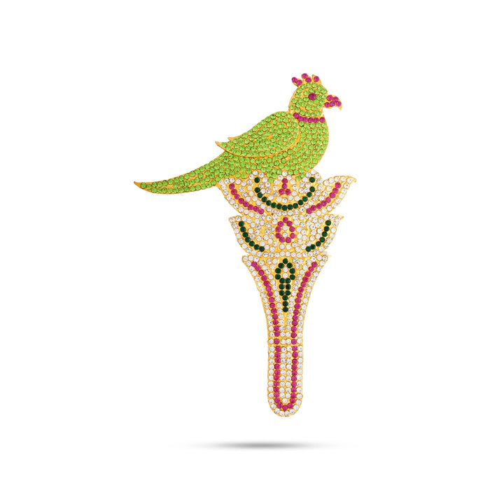 Kamalam Parrot - 6.75 x 4 Inches | Artificial Parrot / Stone Parrot Sitting On Flower for Decoration