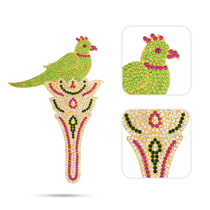 Kamalam Parrot - 6.75 x 4 Inches | Artificial Parrot / Stone Parrot Sitting On Flower for Decoration