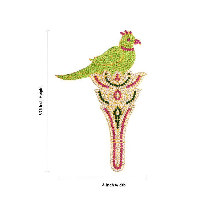 Kamalam Parrot - 6.75 x 4 Inches | Artificial Parrot / Stone Parrot Sitting On Flower for Decoration