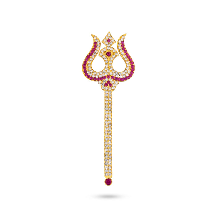 Stone Trishul - 5 x 1.75 Inches | Metal Soolam / God Shiva Trishul / Astras / Durga Maa Trishul for Deity Decor
