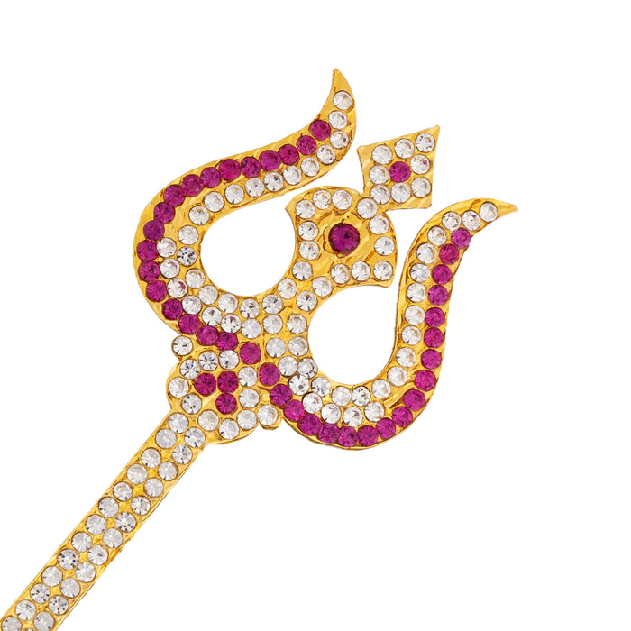 Stone Trishul - 5 x 1.75 Inches | Metal Soolam / God Shiva Trishul / Astras / Durga Maa Trishul for Deity Decor