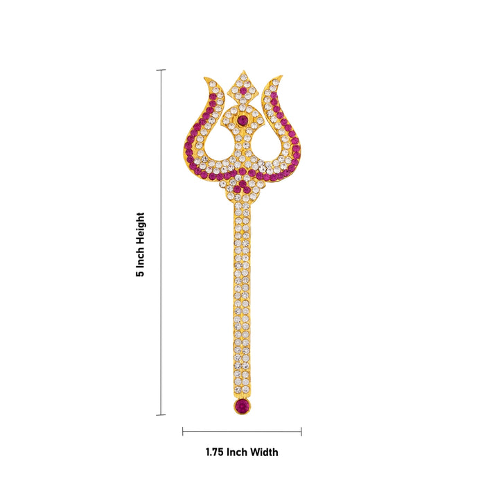 Stone Trishul - 5 x 1.75 Inches | Metal Soolam / God Shiva Trishul / Astras / Durga Maa Trishul for Deity Decor