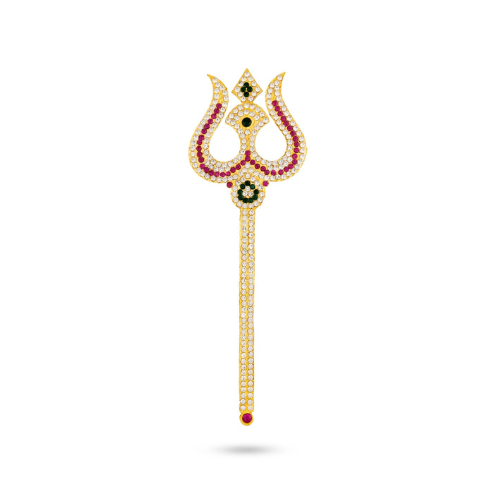 Durga Maa Soolam - 8 x 3.5 Inches | Multicolour Stone Trishul/ Metal Astras/ Shivan Soolam/ Trishul for Pooja