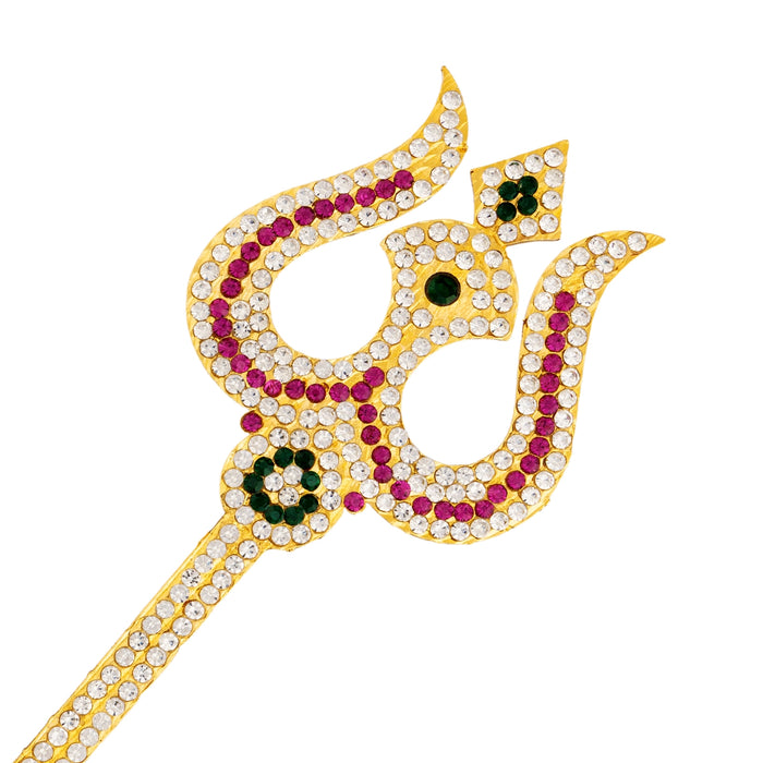 Durga Maa Soolam - 8 x 3.5 Inches | Multicolour Stone Trishul/ Metal Astras/ Shivan Soolam/ Trishul for Pooja