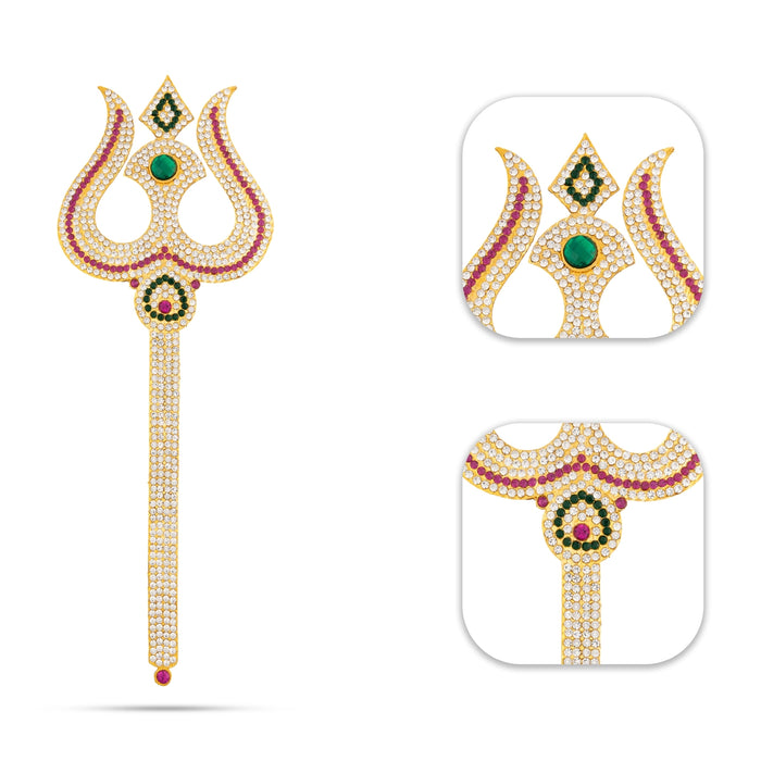 Trishul - 11 x 4 Inches | Stone Astras/ God Shiva Trishul/ Amman Soolam for Deity Decor