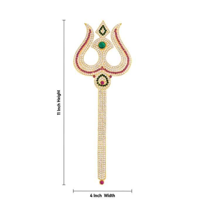 Trishul - 11 x 4 Inches | Stone Astras/ God Shiva Trishul/ Amman Soolam for Deity Decor