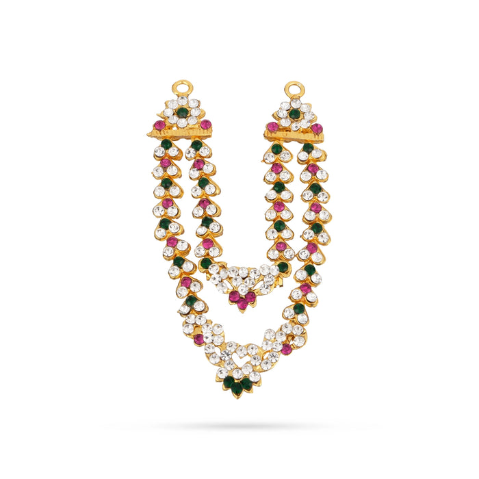 Stone Necklace - 3.5 x 2 Inches | Multicolour Stone Haram/ Stone Jewellery for Deity - Neck & Body Accessories