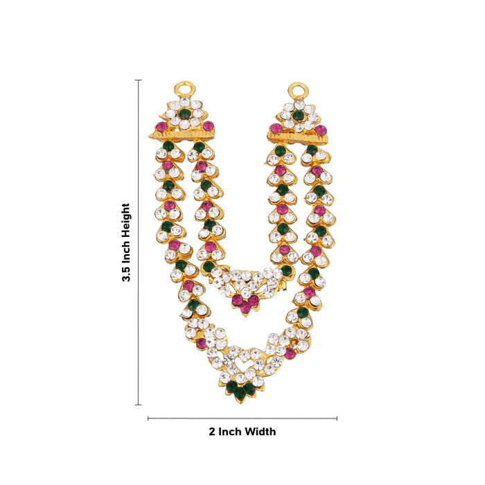 Stone Necklace - 3.5 x 2 Inches | Multicolour Stone Haram/ Stone Jewellery for Deity - Neck & Body Accessories