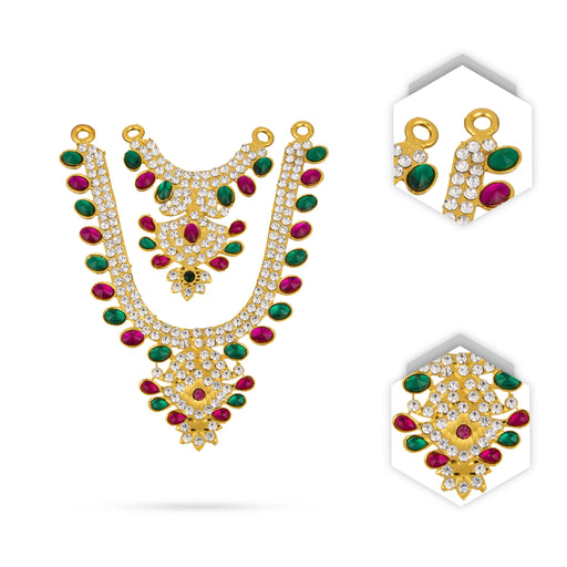 Stone Necklace - 4 x 3 Inches | Multicolour Stone Haram/ Stone Jewellery for Deity - Neck & Body Accessories