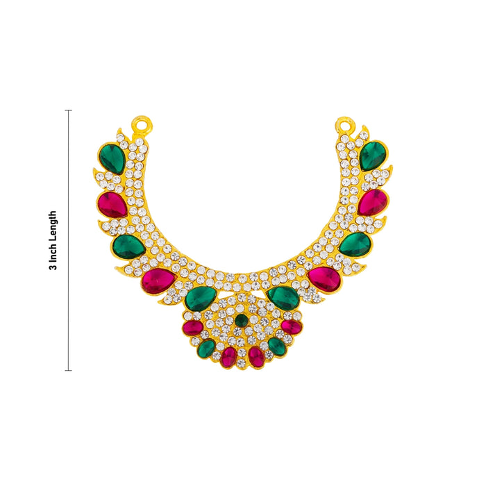 Stone Necklace - 3 Inches | Two Line Stone Necklace / Multicolour Stone Jewellery for Goddess